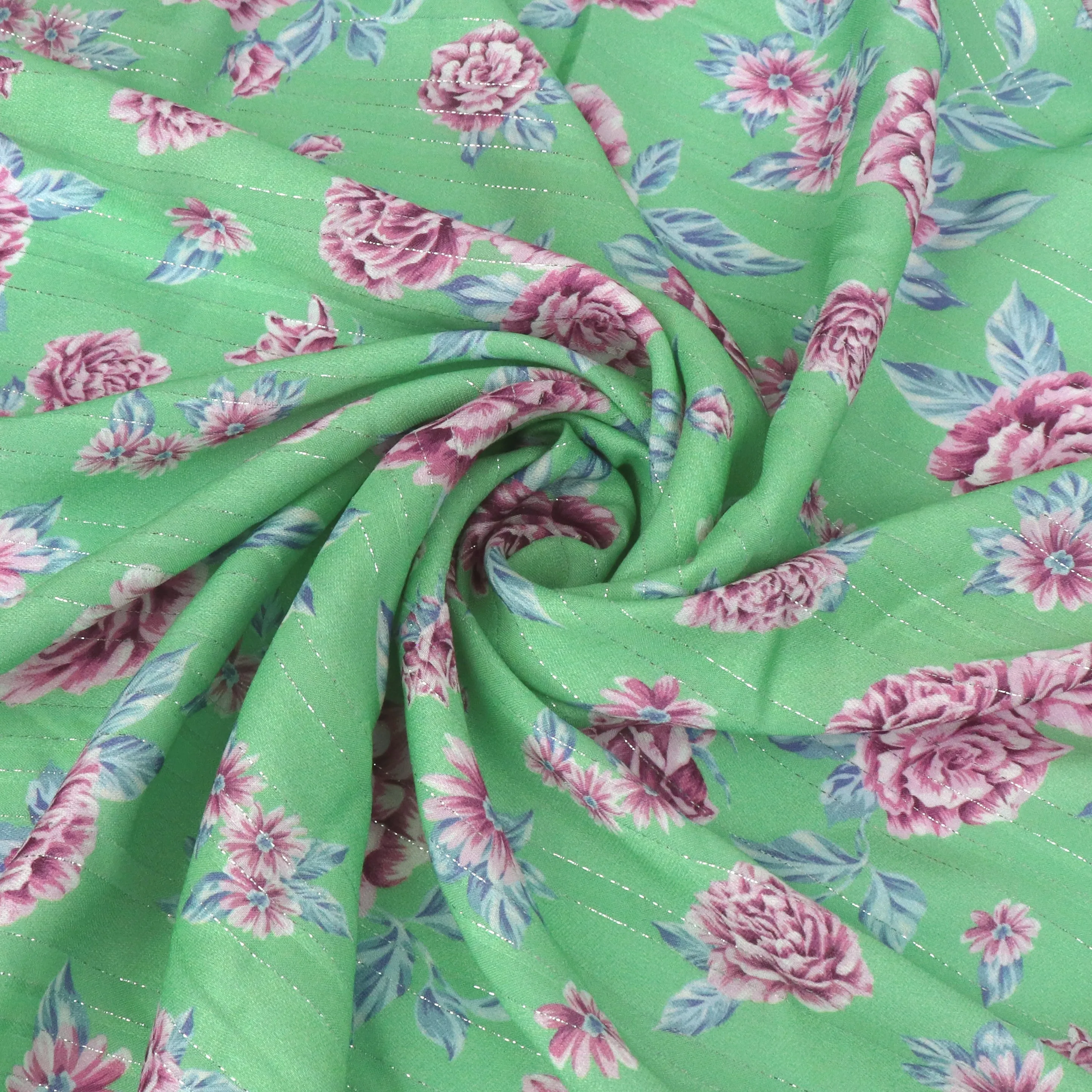 Deadstock Viscose Lawn - Disco Rose - Spearmint Green - SALE