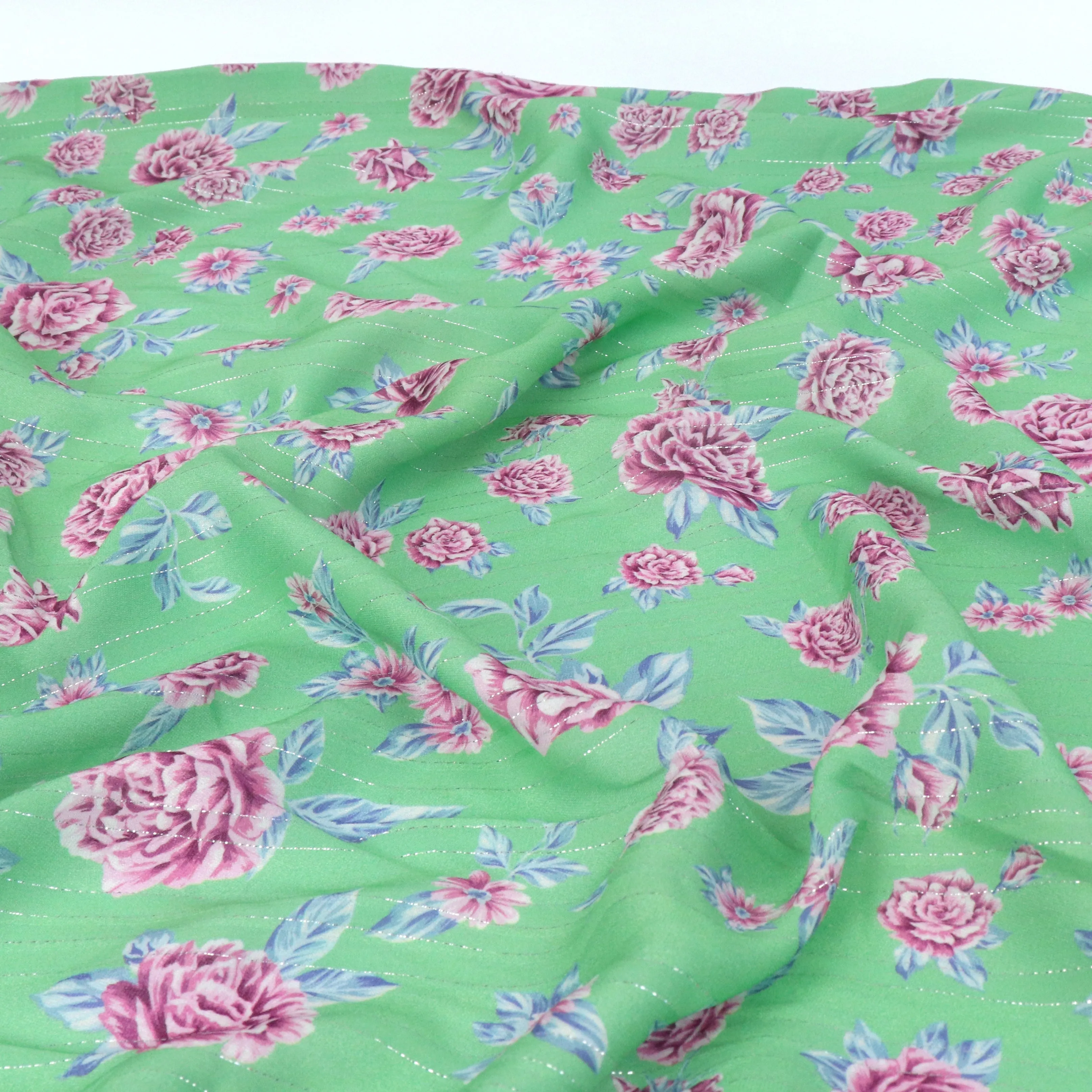 Deadstock Viscose Lawn - Disco Rose - Spearmint Green - SALE