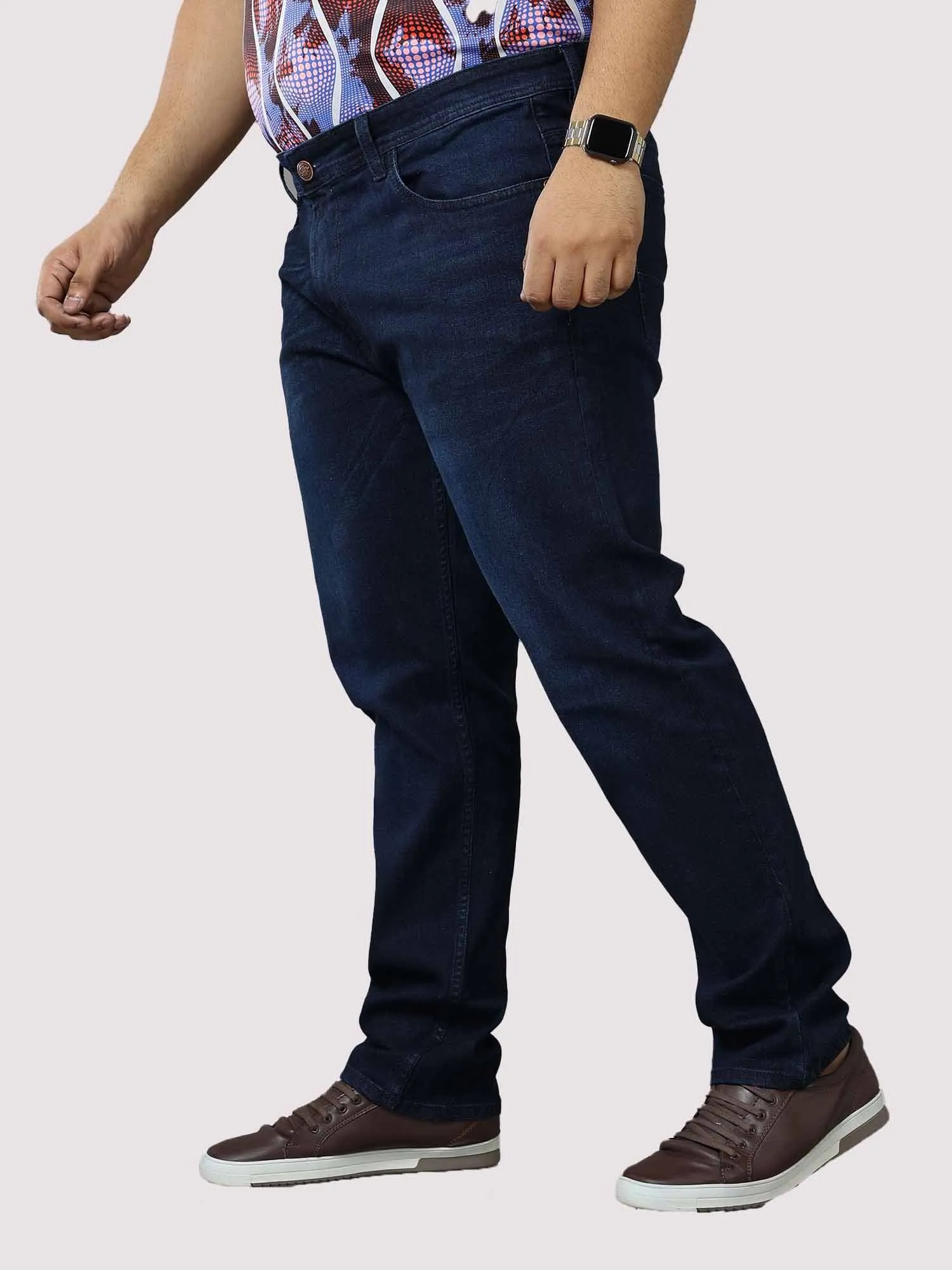 Deep Blue Stretchable Jeans Men's Plus Size