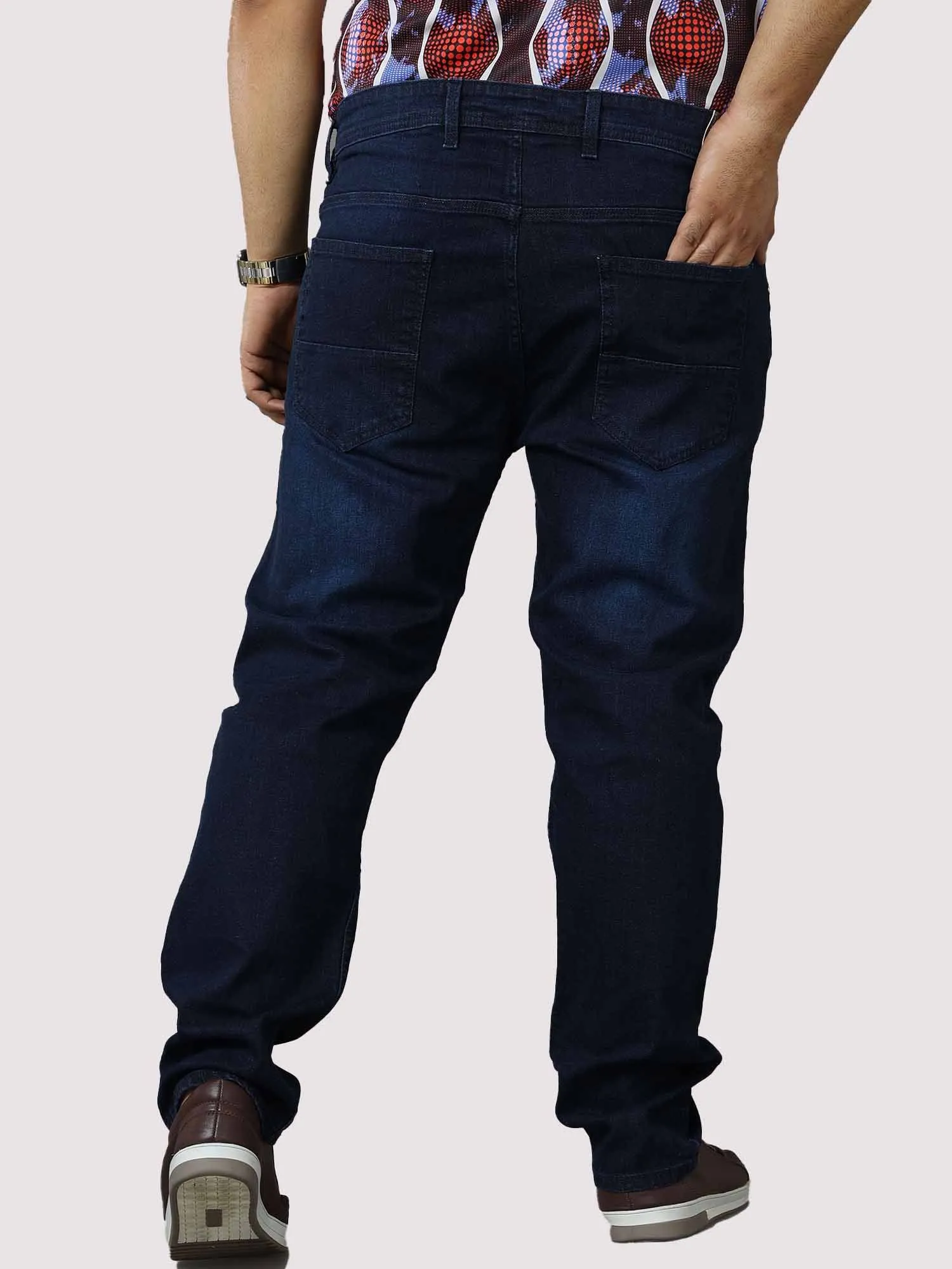 Deep Blue Stretchable Jeans Men's Plus Size