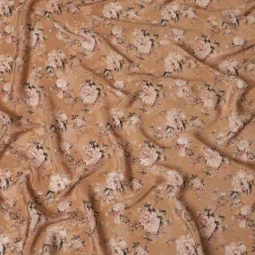 Desert Rose Viscose Crepe Fabric with Floral Print, 110cm Wide – Warm Elegance-D18397