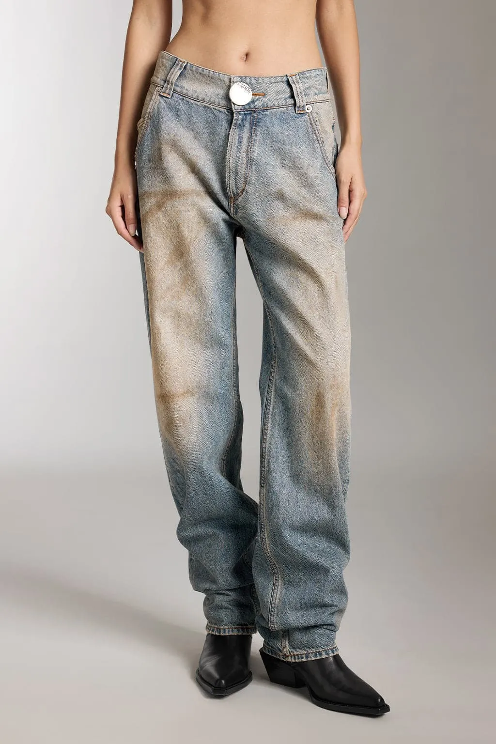 Distressed Wasteland-Style Washed Jeans