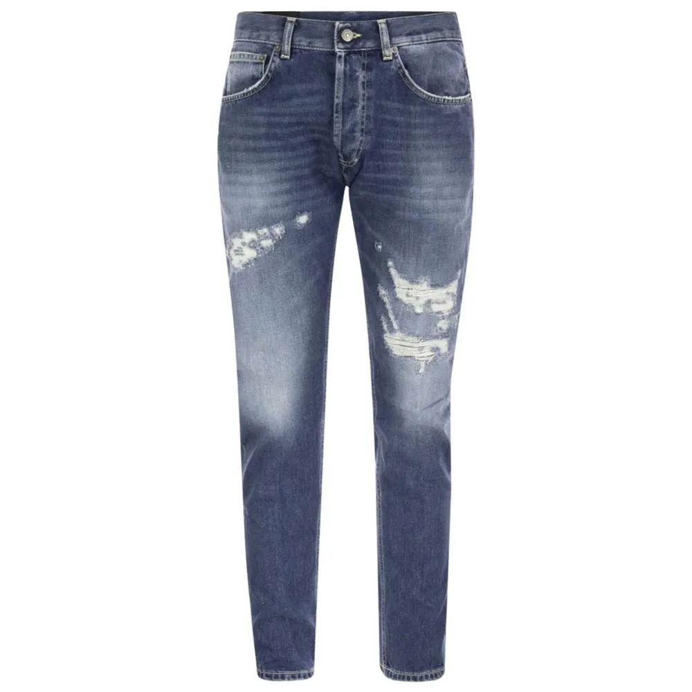 Dondup Distressed Blue Cotton Mius Jeans