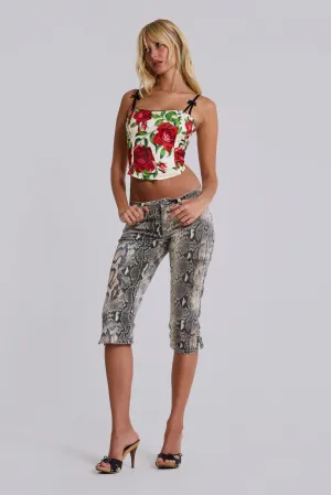 Dovimo Snakeskin Capri Jeans