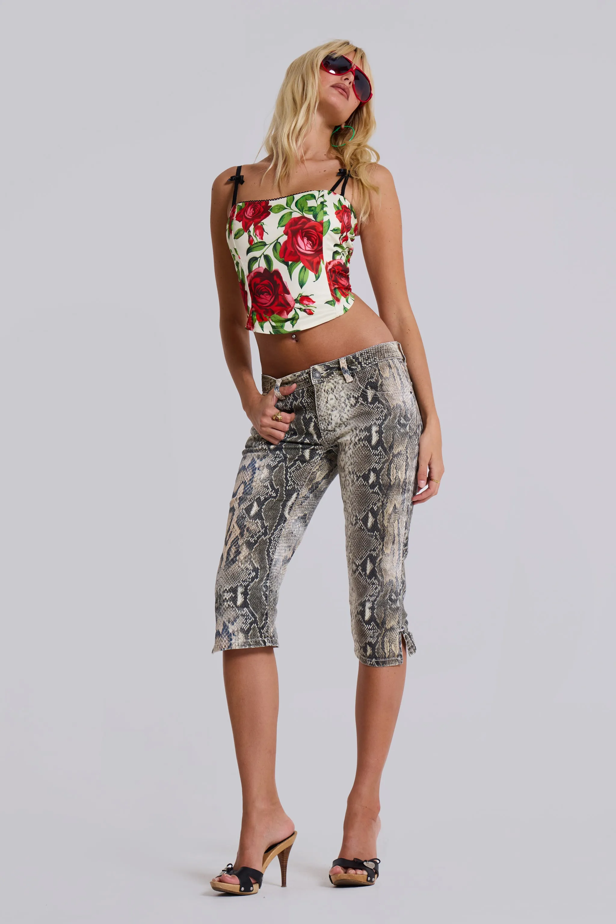 Dovimo Snakeskin Capri Jeans