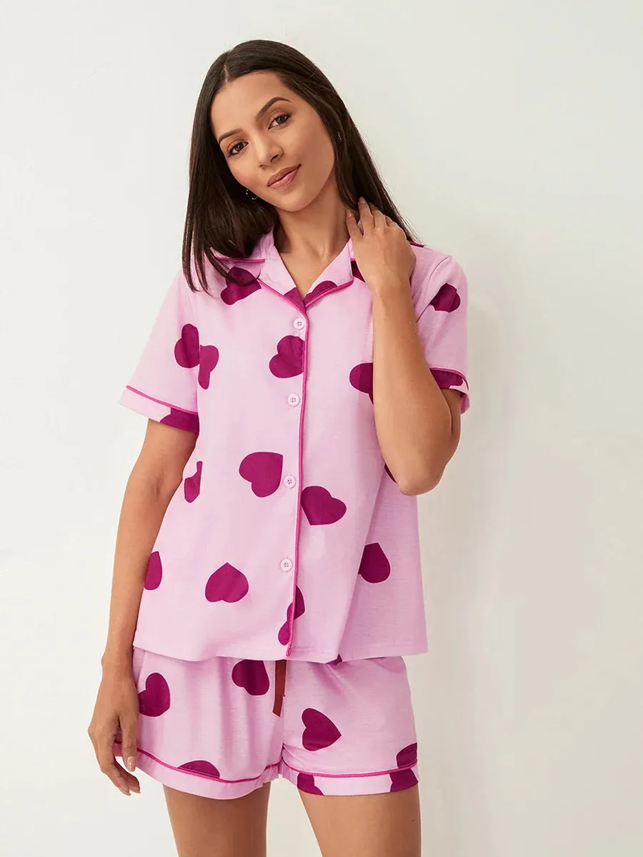 Down Shirt Shorts Homewear Loungewear Sleepwear Button Pajamas