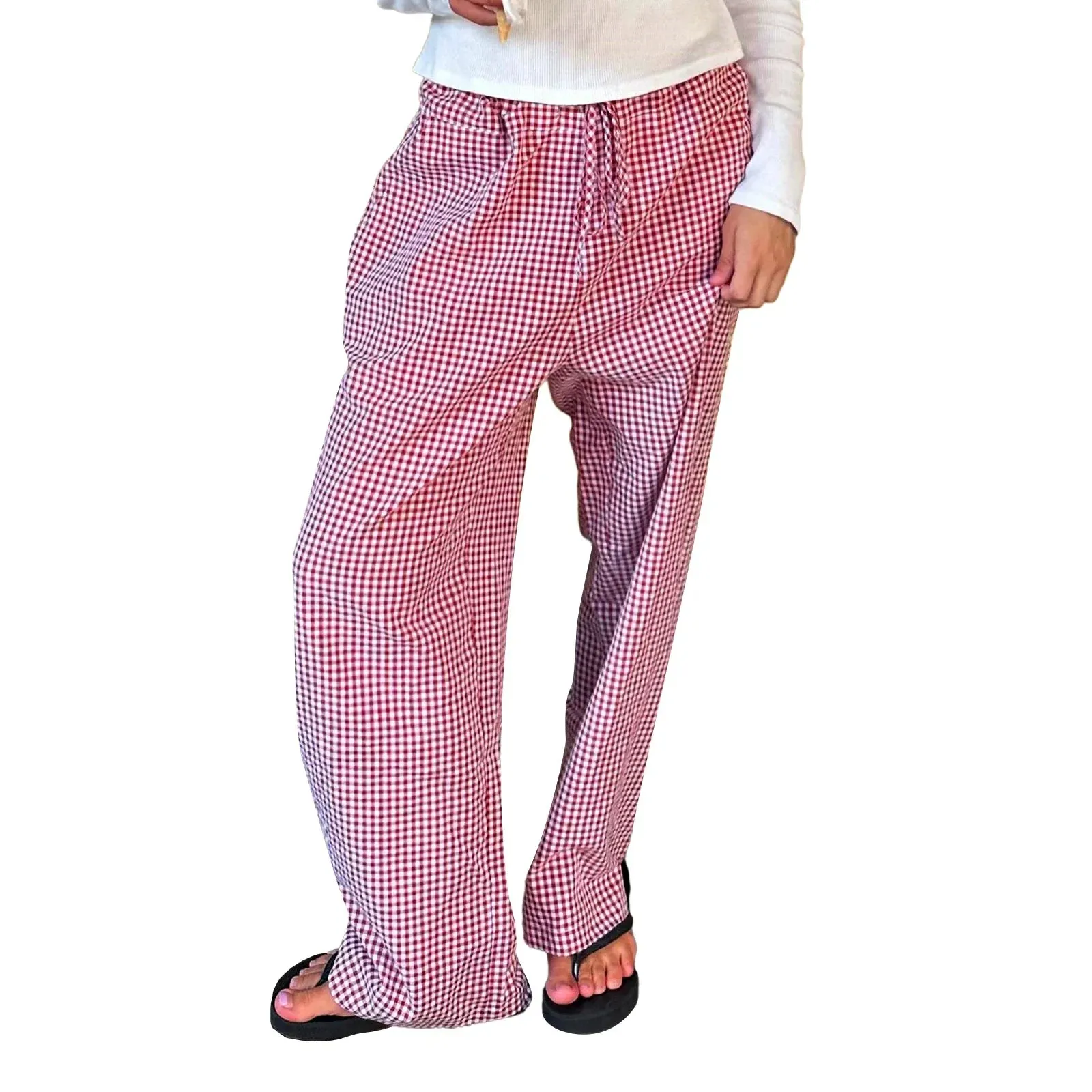 Drawstring Pajama Comfy Wide Leg Lounge Y2K Pants