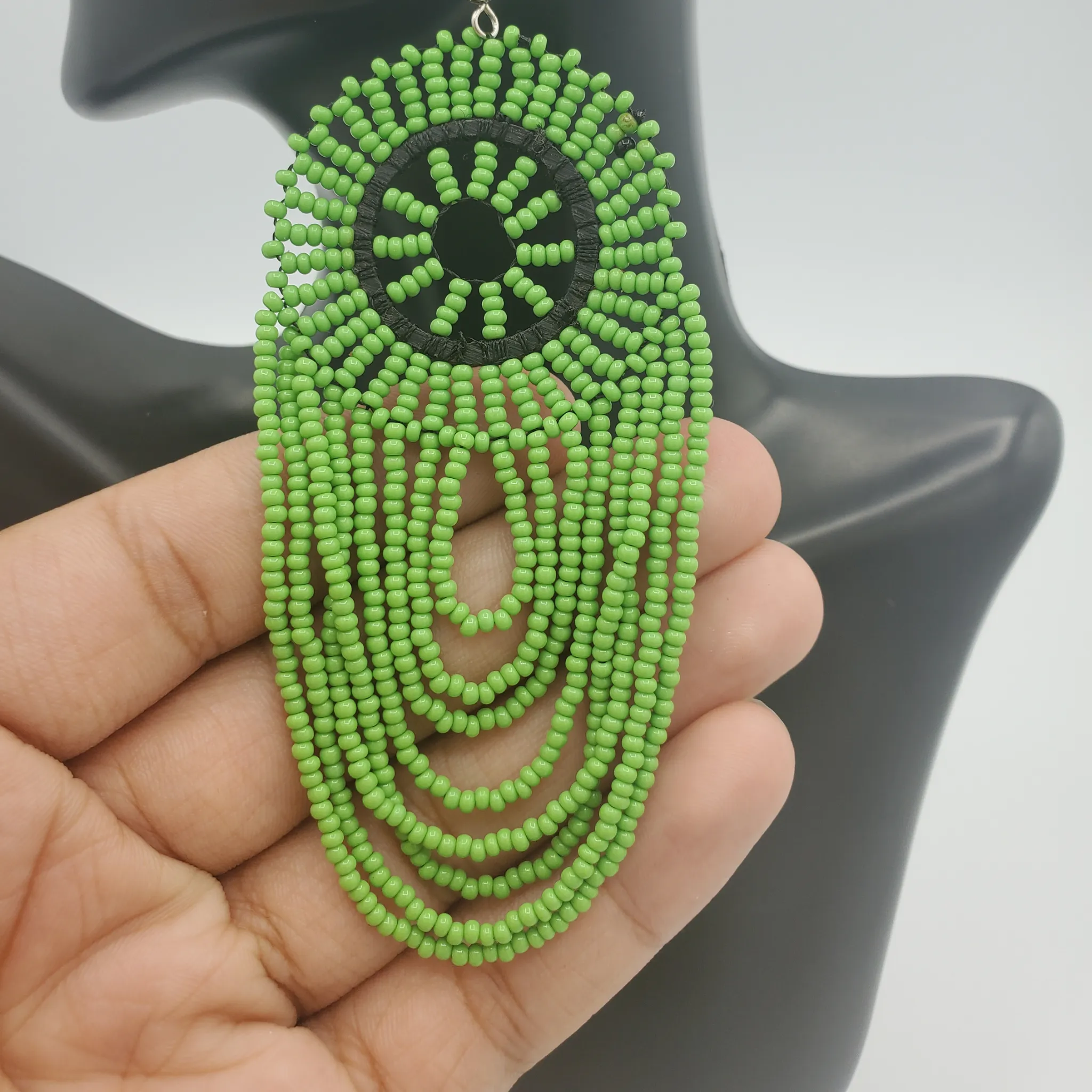 Dream Catcher Beaded Earrings, Green