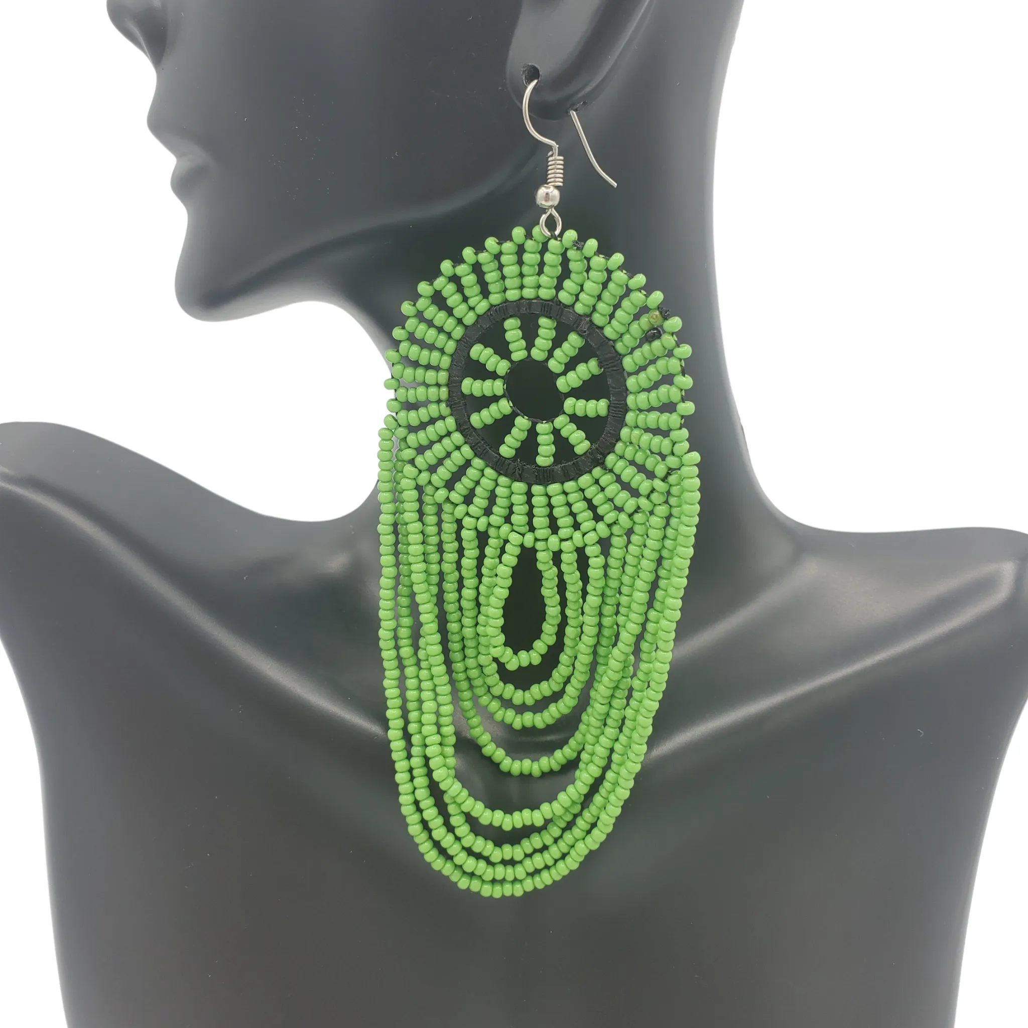 Dream Catcher Beaded Earrings, Green