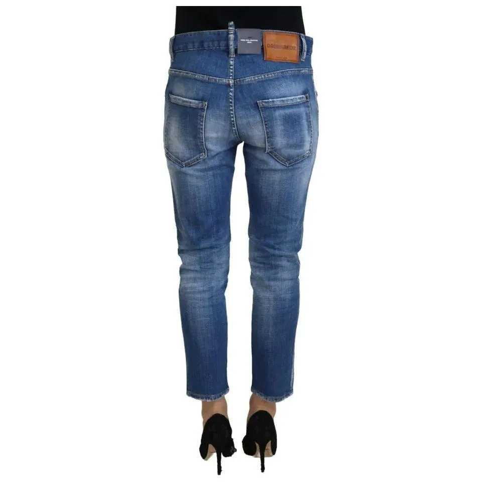 Dsquared² Blue Cotton Low Waist Cropped Cool Girl Denim Jeans