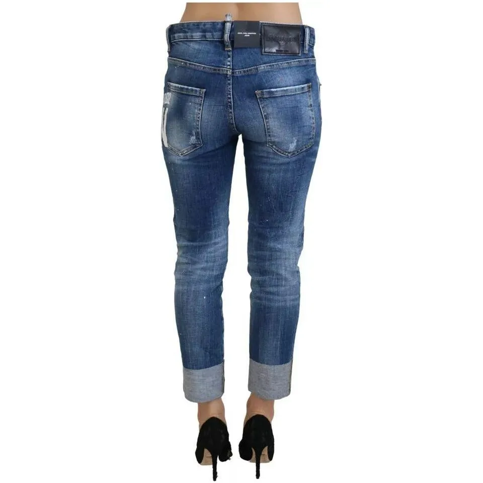 Dsquared² Blue Icon Low Waist Cropped Cool Girl Denim Jeans