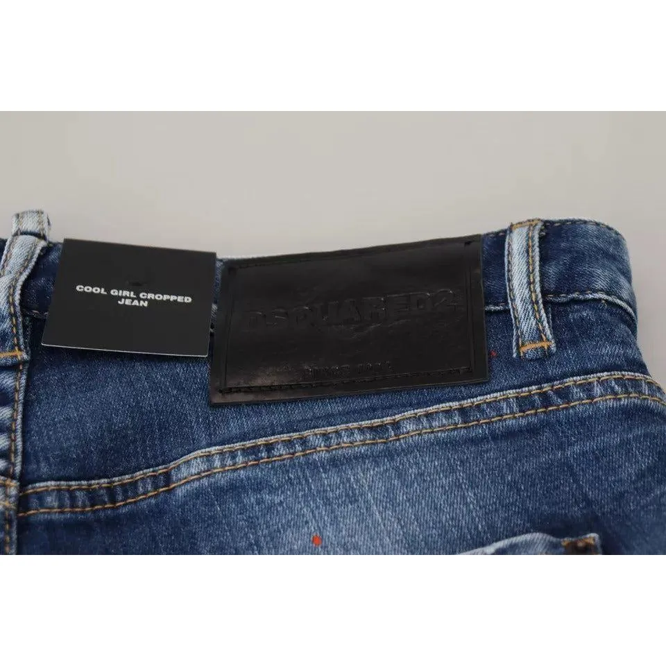 Dsquared² Blue Icon Low Waist Cropped Cool Girl Denim Jeans