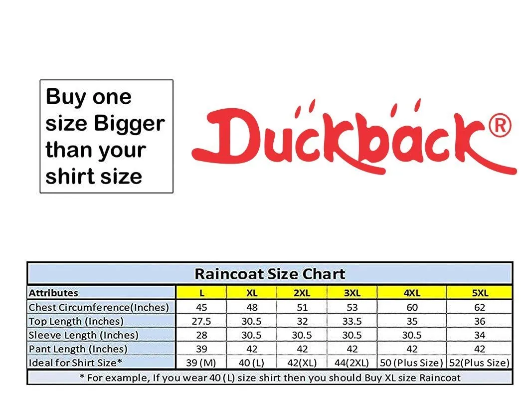 Duckback Brand Waterproof Hooded Rain Coat Men with Jacket and Pant in a Storage Bag