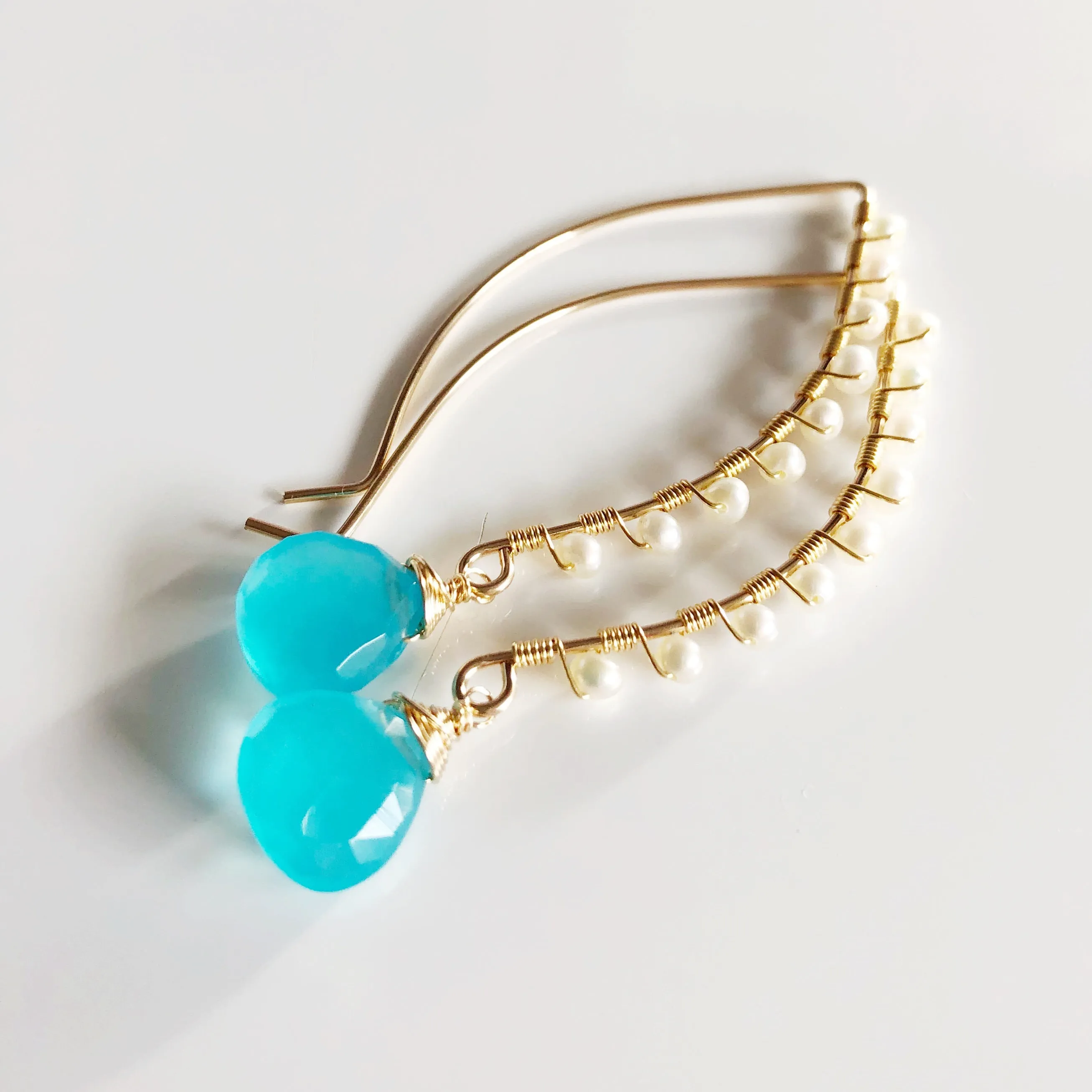 Earrings Ailani - aqua chalcedony (E190)