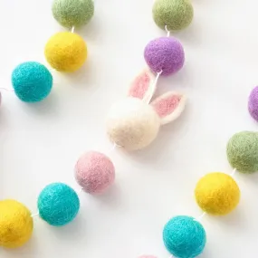 Easter Bunny Pastel Felt Ball Garland (10-Foot)