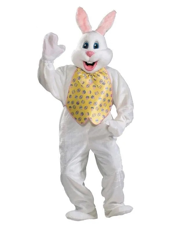 Easter Bunny Super Deluxe White Rabbit Mascot Fancy Dress Adult Costume