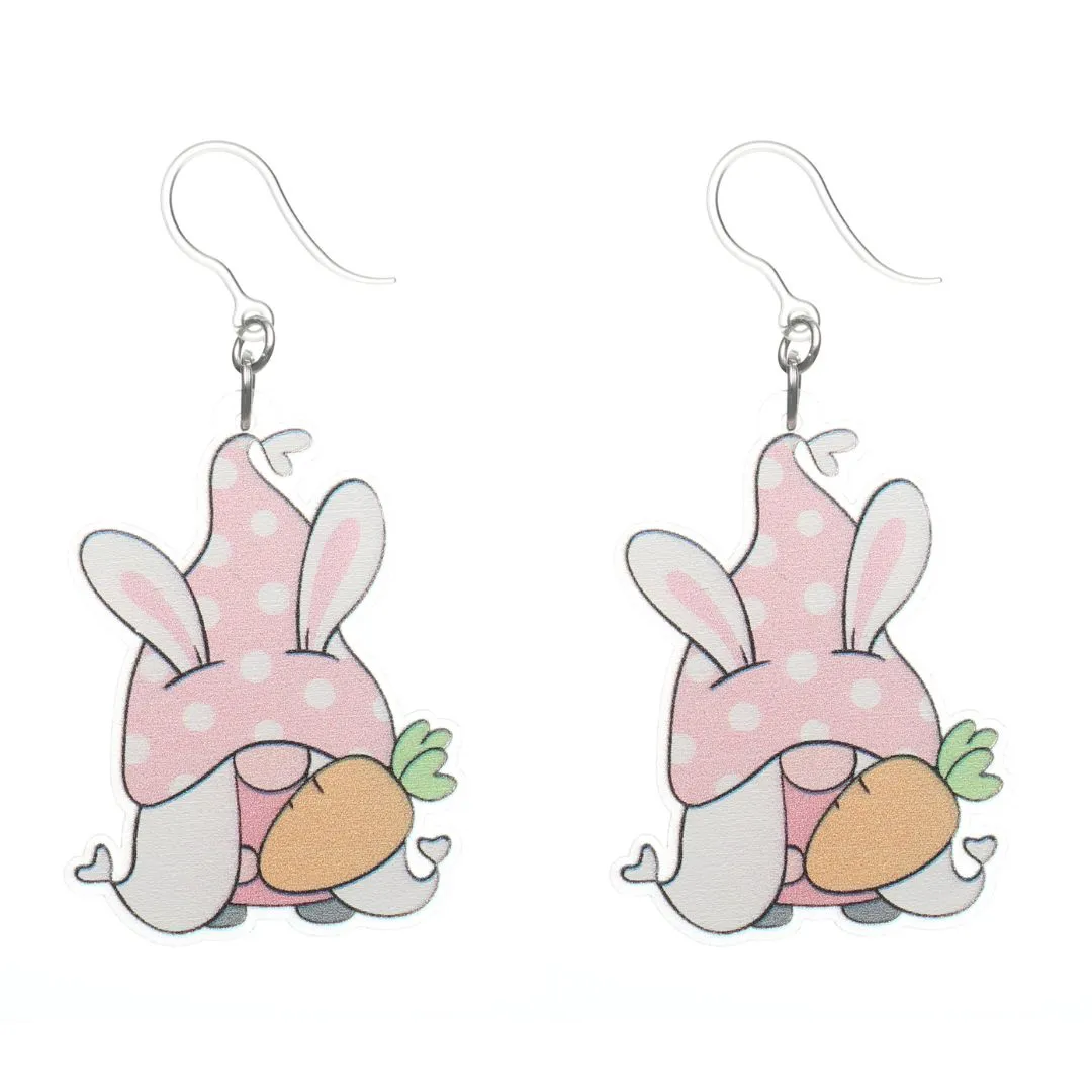 Easter Gnome Dangles Hypoallergenic Earrings for Sensitive Ears Made with Plastic Posts