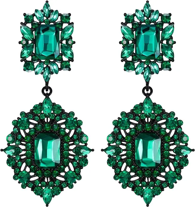 Elegant Vintage Inspired  Gemstone Reign Medieval Style Earrings