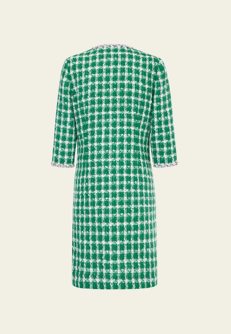 Emerald Green Check Tweed Coat