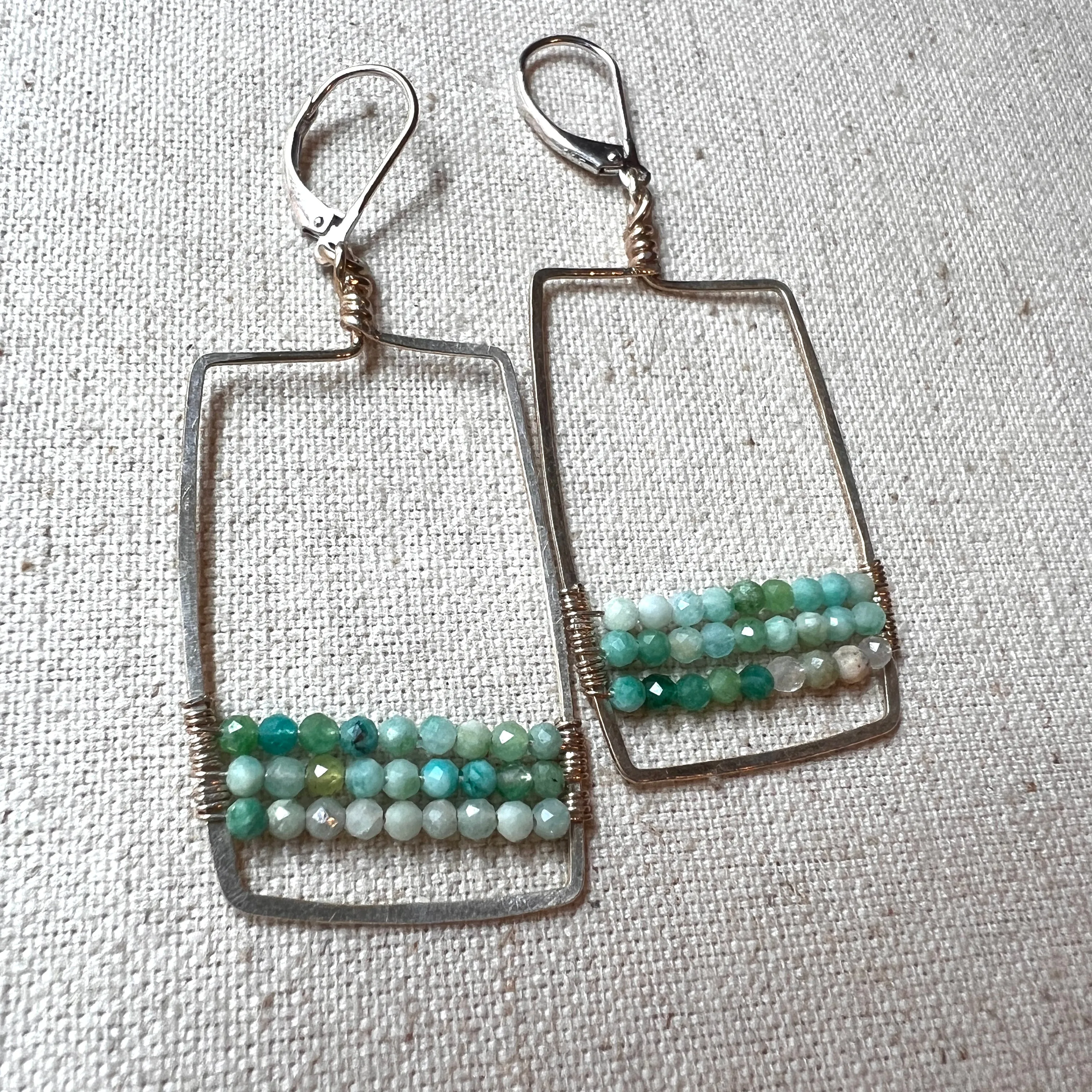 Emerald Green Stripes Earrings