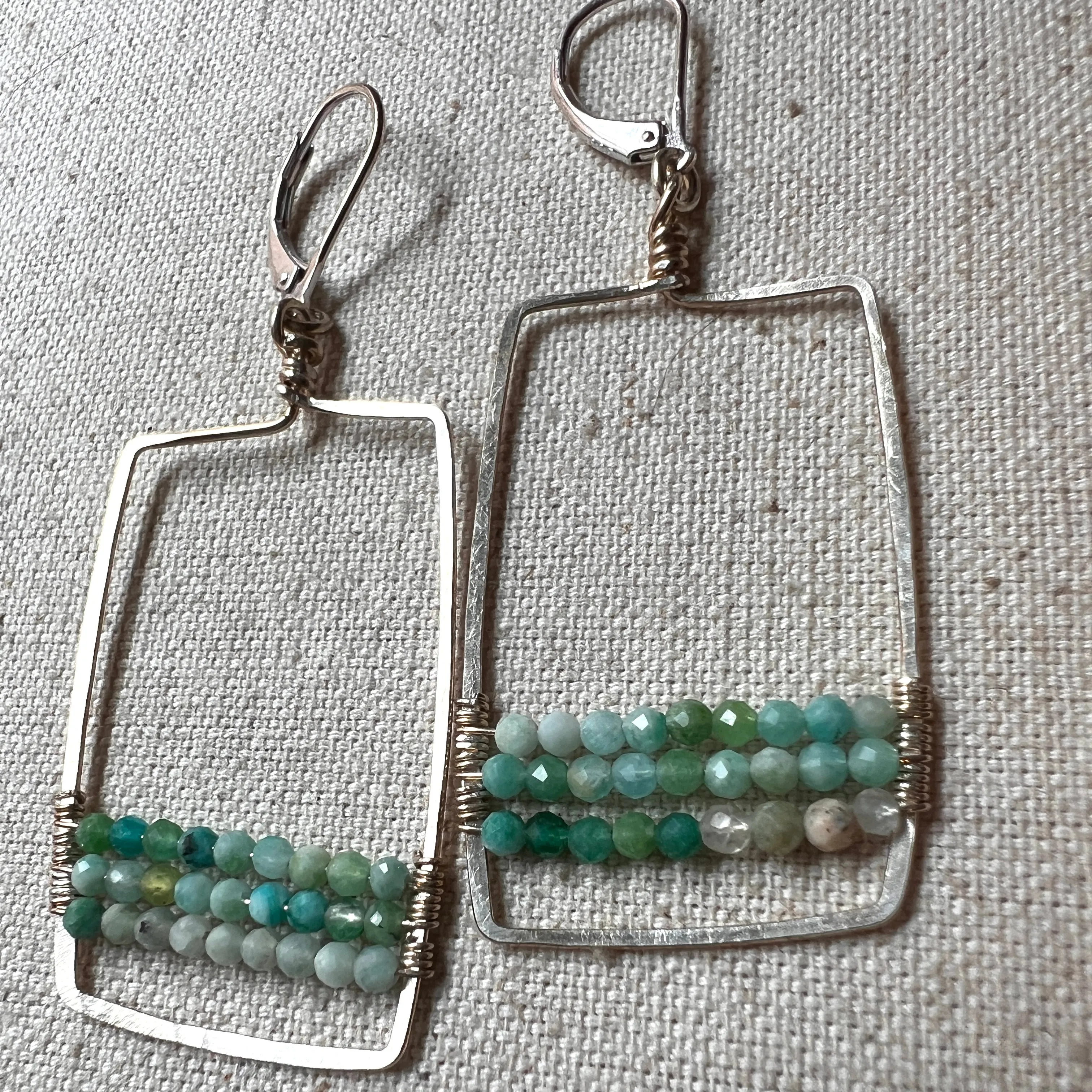 Emerald Green Stripes Earrings