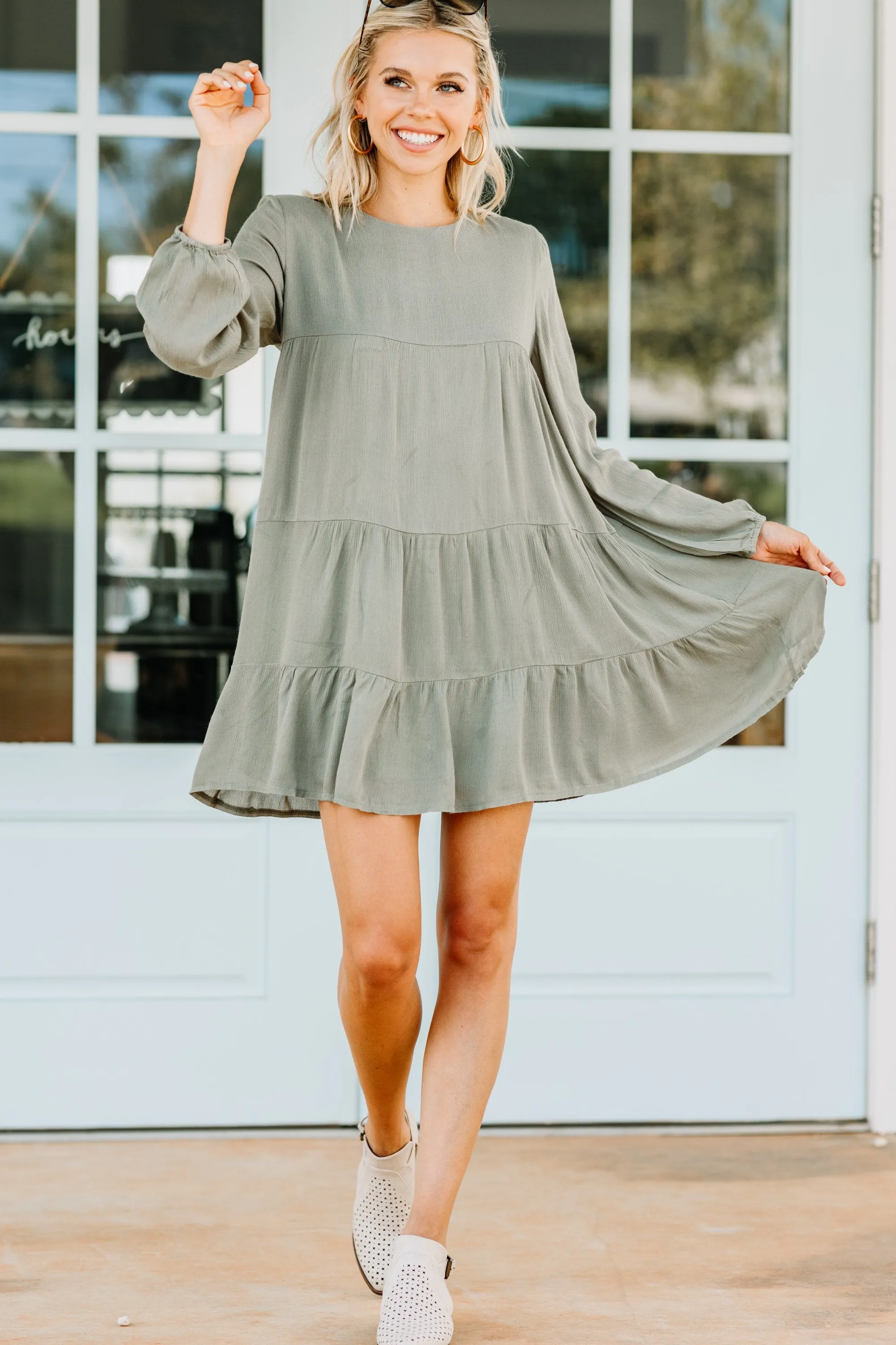 Endless Cycle Olive Green Babydoll Dress