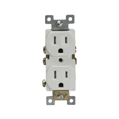 Enerlites 15 Amp Tamper Resistant Self-Grounding Duplex Receptacle, White, #61580-TR-W