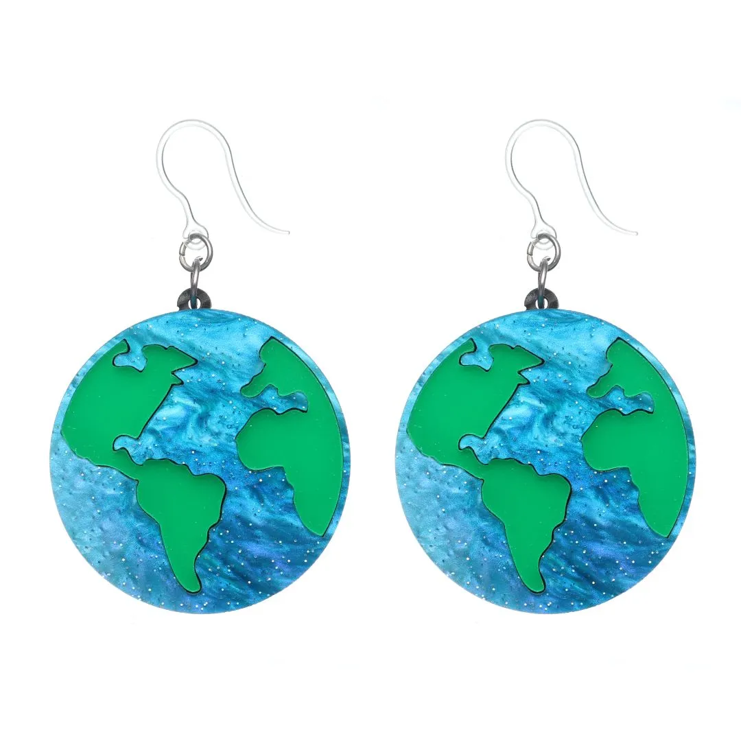 Exaggerated Earth Dangles Hypoallergenic Earrings for Sensitive Ears Made with Plastic Posts