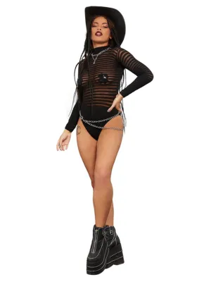 Fever Long Sleeved Striped Body Suit