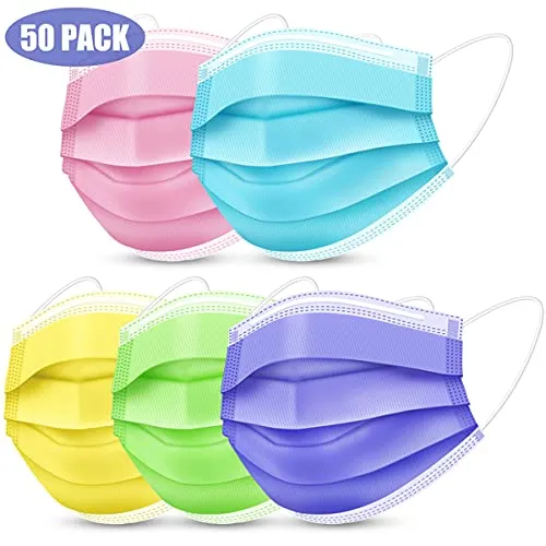 Five Color Face Mask ,Pack of 50 Disposable Face Mask for Men & Women (Color)