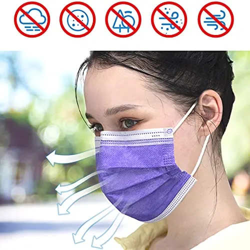 Five Color Face Mask ,Pack of 50 Disposable Face Mask for Men & Women (Color)