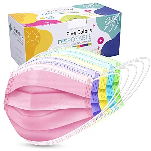 Five Color Face Mask ,Pack of 50 Disposable Face Mask for Men & Women (Color)