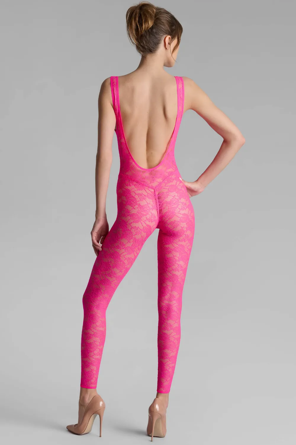 Flashback Lace Open Back Jumpsuit Pink