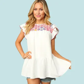 Floral Print Babydoll Top