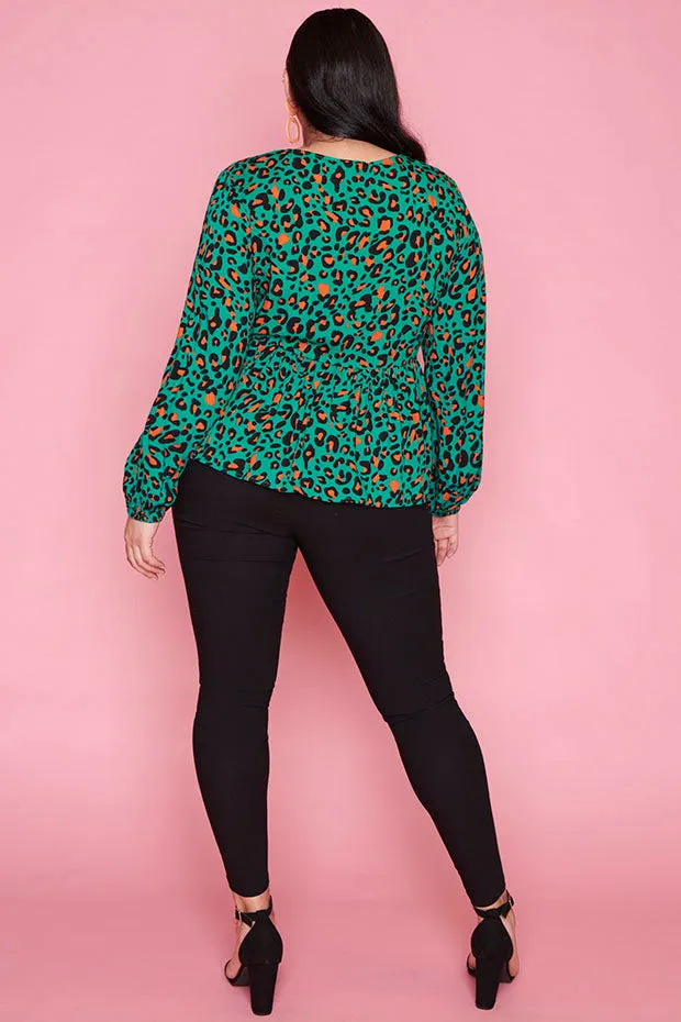 Focus Turquoise Leopard Blouse