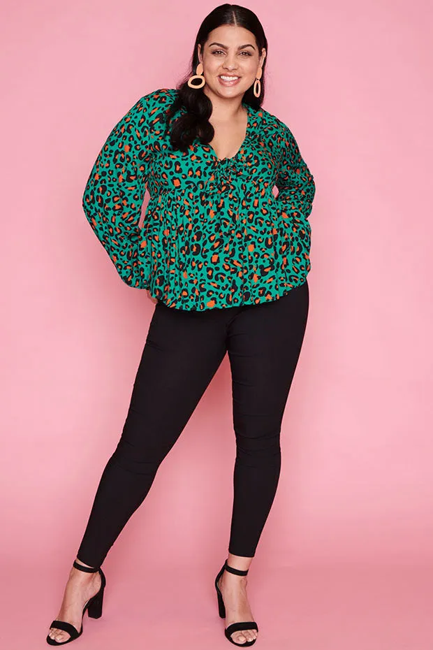 Focus Turquoise Leopard Blouse