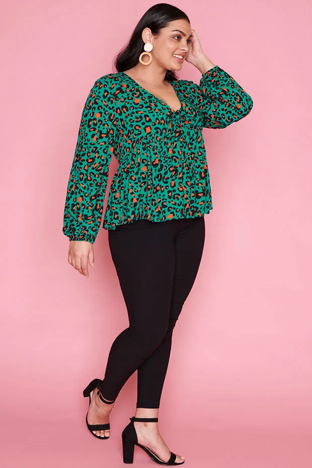 Focus Turquoise Leopard Blouse