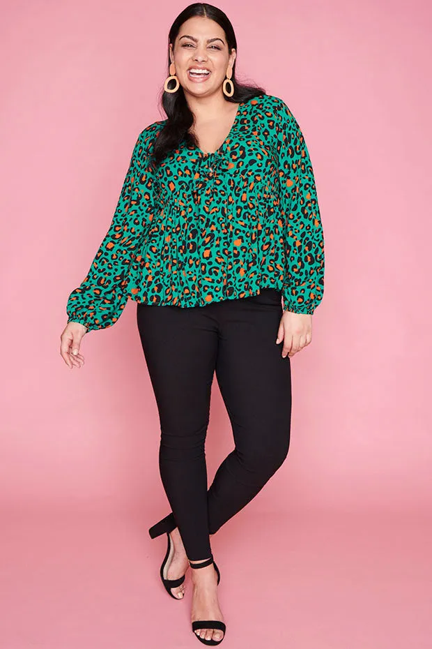 Focus Turquoise Leopard Blouse