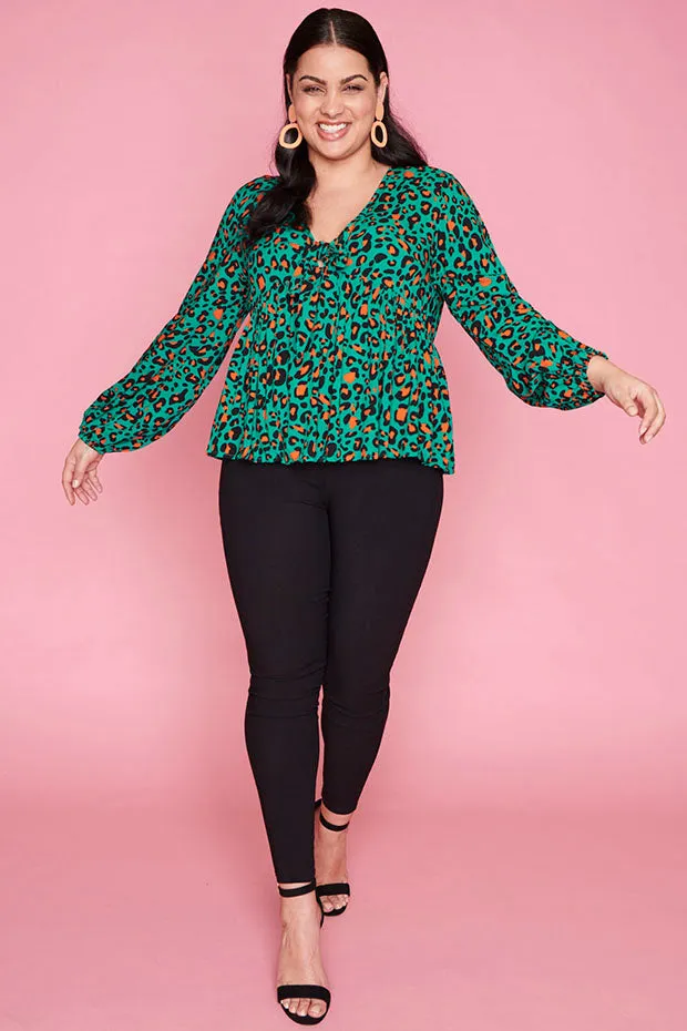 Focus Turquoise Leopard Blouse