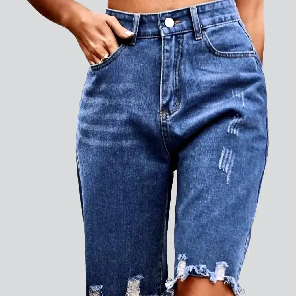 Frayed-hem 90s women's denim shorts