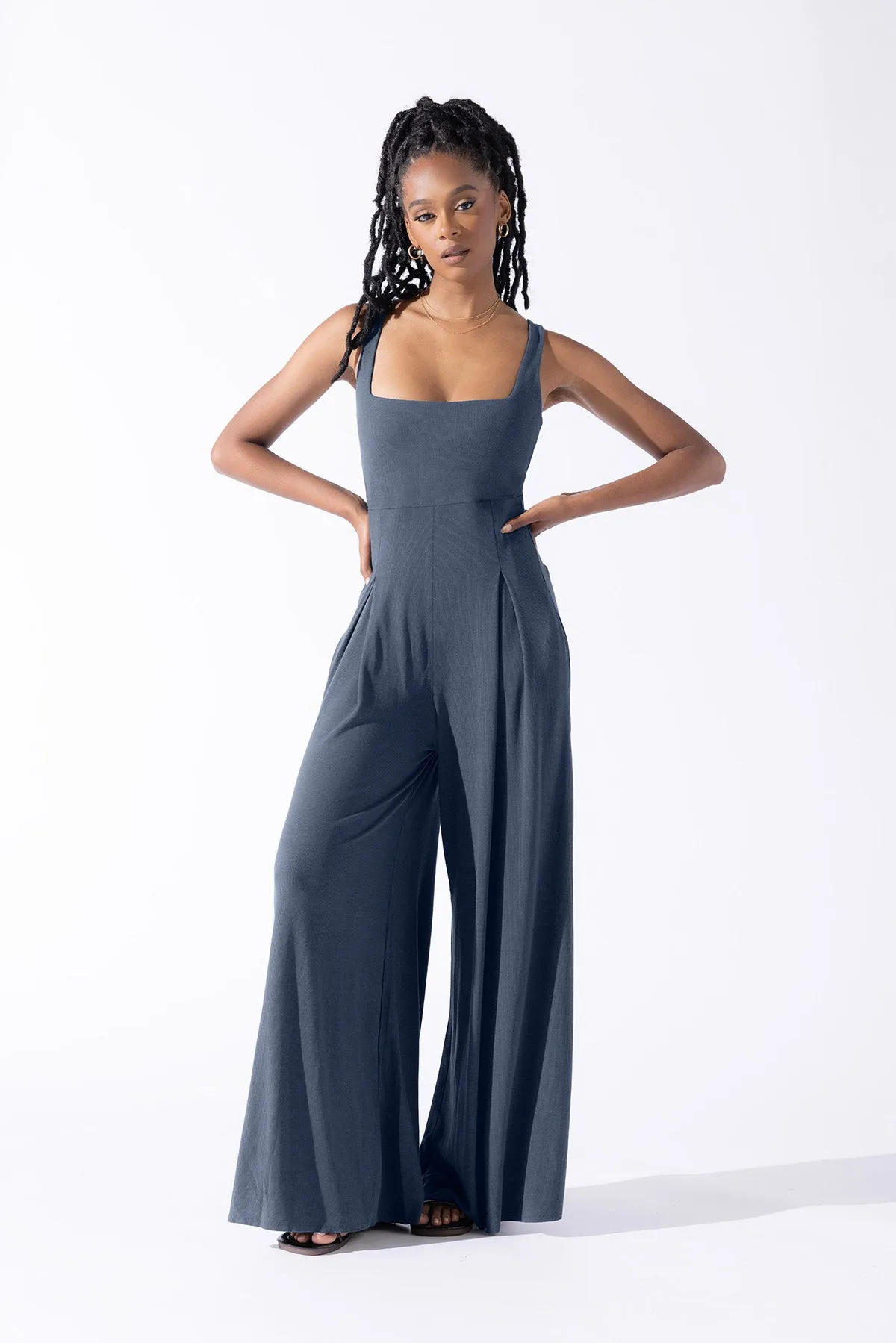 Go with the Flow Jumpsuit - Stormy Weather