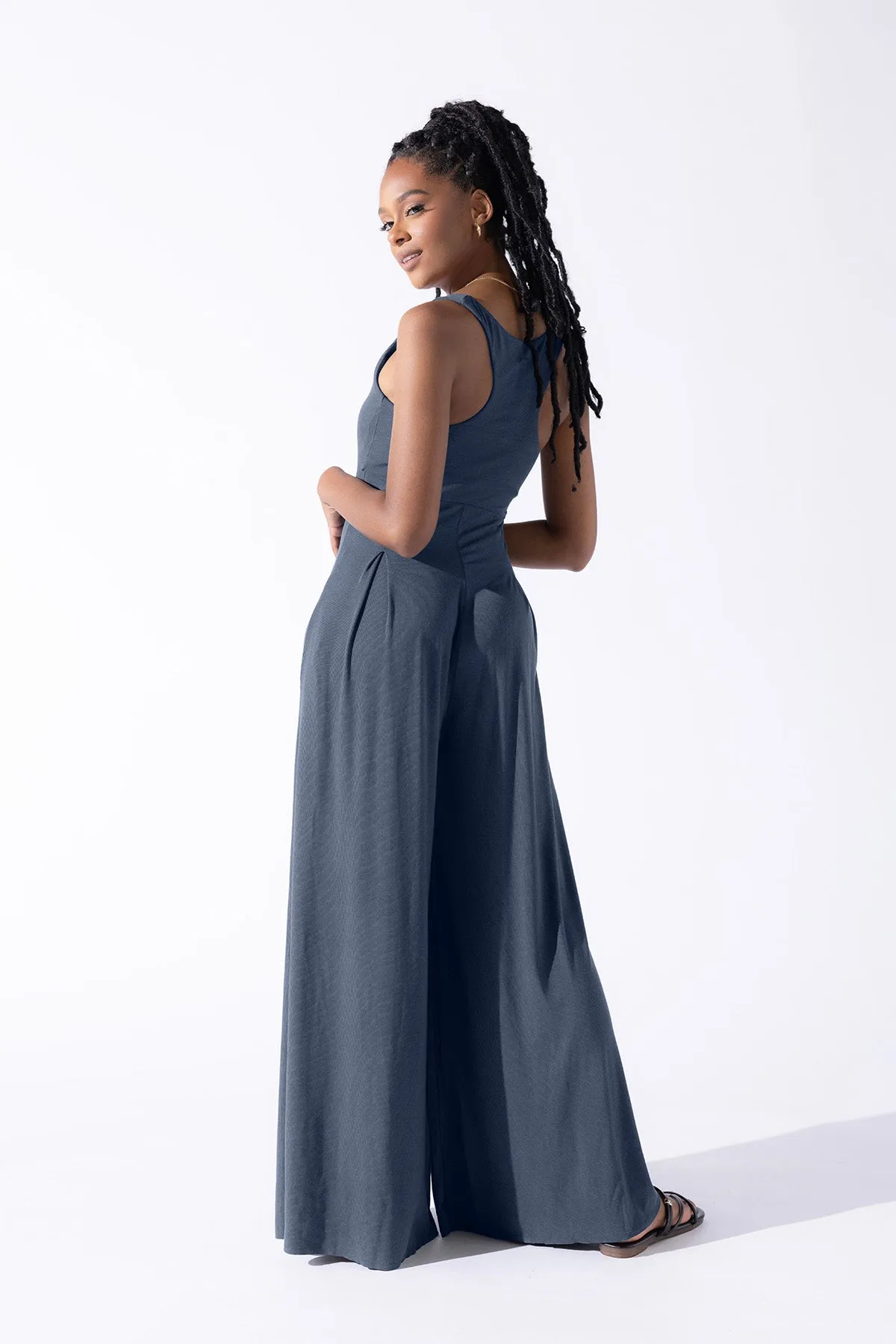 Go with the Flow Jumpsuit - Stormy Weather