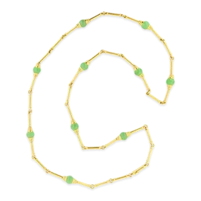 Gold & green Bead Estate Necklace