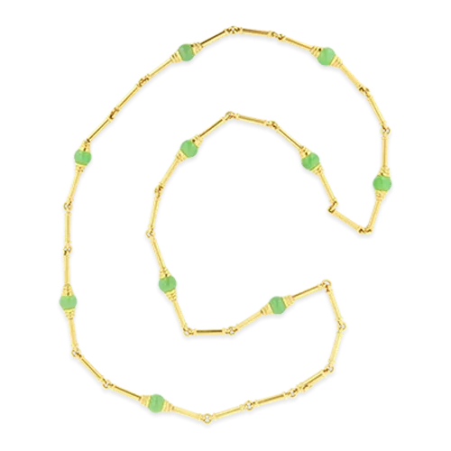 Gold & green Bead Estate Necklace