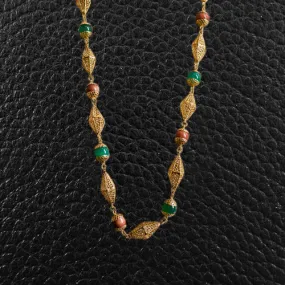 Green Agate & Red Quartz Estate Necklace