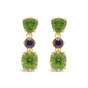 Green & Pink Tourmaline Estate Earrings