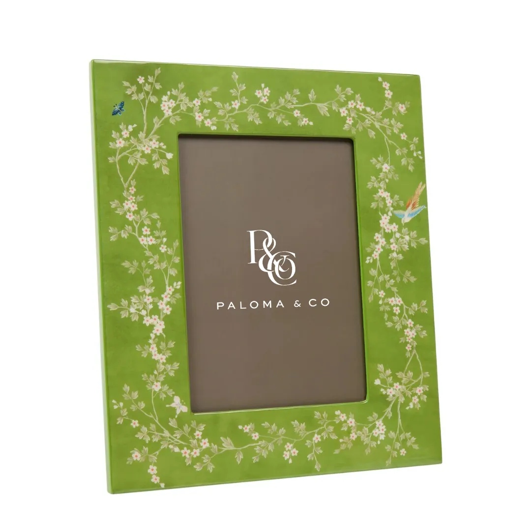 Green and White Chinoiserie Photo Frame