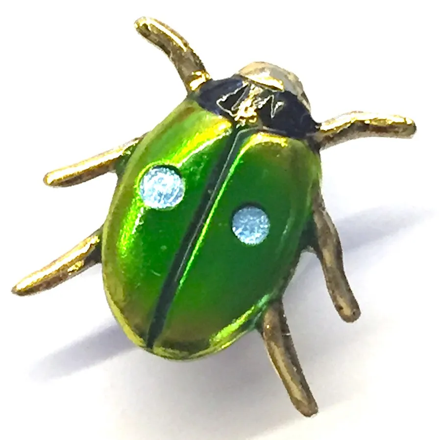 Green Beetle Tiny and Bright 1/2"  Button by Susan Clarke Designs