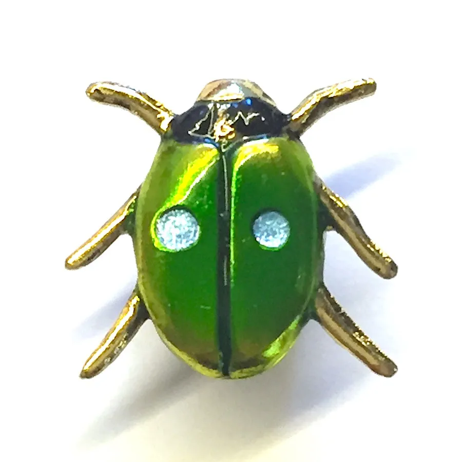 Green Beetle Tiny and Bright 1/2"  Button by Susan Clarke Designs