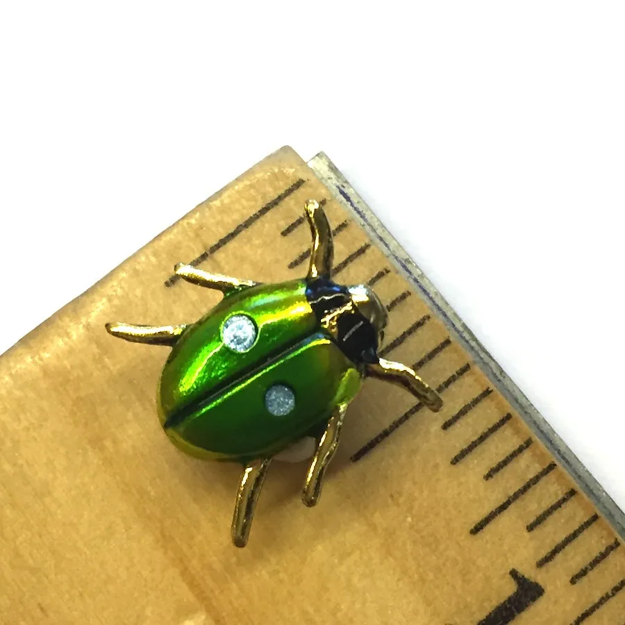 Green Beetle Tiny and Bright 1/2"  Button by Susan Clarke Designs